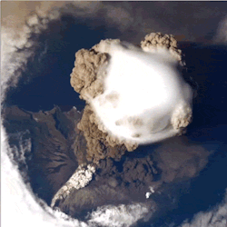  Volcano erupting from space 