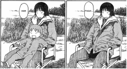 yotsuba-and-reactions:  my friend accidentally read this panel from left to right and he thought that koiwai ate yotsuba 