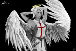 overwatch-fan-art:  Athena [Mercy - Overwatch] by LoneRevenger 