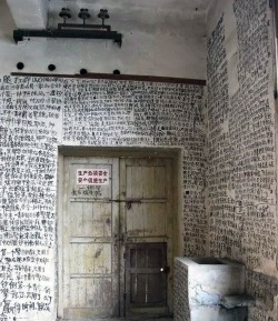 simulated:  An anonymous novel written on the walls of an abandoned house in Chongqing, China (2012)  Someone took NaNoWriMo a little to seriously
