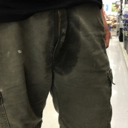 peewhereyoulike:Pissed my shorts walking around at Walmart. After Peed my pants, I asked one of the stockers where the bathroom was. He could tell.