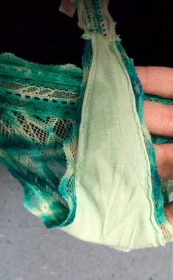 jigglybeanphalange:  Quick shout out to the wet panty lovers! Yeehaw! My yummy, wet spot at work today on a bathroom break. It’s always a delicious surprise and makes me feel so horny when I see my delightful panty treats!