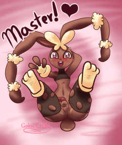 littlelovelypokemon:  gokaichibi:  gokaichibi:  gokaichibi:  &ldquo;Master! Come play with me!&rdquo; I had to draw this cutie! Really love the mega lopunny design! I decided to do a femboy I may do one of Keira in mega form later.  Part two!   Part three
