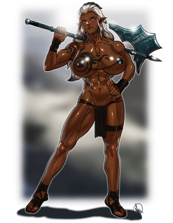 musclegirlart:  Alfhild Storm-Rider, tropical viking by Ganassa