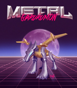 rollingrabbit:  I was looking at a lot of 80s stuff and I thought “wow, metalgarurumon is so 80s.” and then I spent a whole bunch of time on this. Metal Wolf Claw is available as prints, mugs, clocks and more in my Society6 because I originally intended