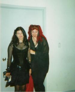 loliclown:  Here’s a cute picture of my mom (left) and my godmother (right) before going out to Shrine of Lilith, 1999. You can totally see who influenced my style, and why I grew up to be who I am today. My mom proudly calls me her little “gothling”.
