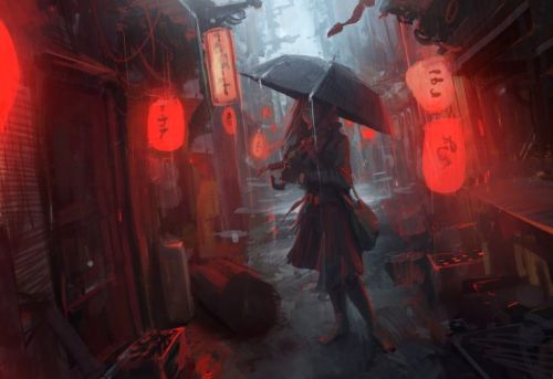dummy-kanji:(vía Rain, zenstep ☯ | Umbrella girl, Digital art anime, Digital painting) 