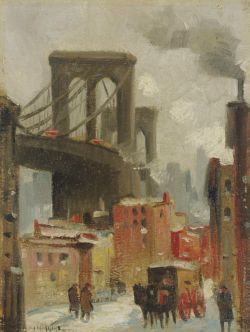 chasingtailfeathers:  Guy Carleton Wiggins (1883-1962) Brooklyn Bridge in Winter 