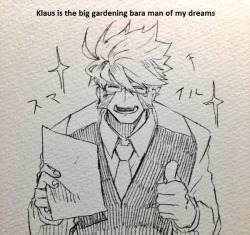 kekkai-sensen-confessions:    “Klaus is the big gardening bara man of my dreams”-Anonymous (Source)