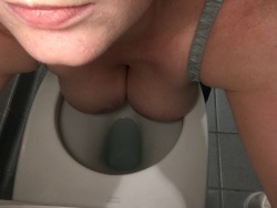 daddysluttytoy:  #Me. Sirs not here to put my head down the toilet so I’m putting my sacks in the toilet at work for his pleasure…they’re rarely cleaned 