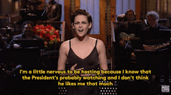 refinery29: Kristen Stewart, who it turns out is an INCREDIBLE Saturday Night Live host, just told Donald Trump off in the most wonderfully gay way Kristen Stewart handed in THE strongest hosting job on Saturday Night Live for the season — scratch that,
