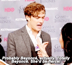 serfborts:  Finn Jones (of Game of Thrones) on which female celebrity he’d like to come on the show. 