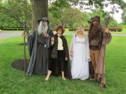 rhableahcar:   Spent Friday and Saturday walking around as Gandalf the Grey, which I think turned out alright, considering I’ve never cosplayed before. My friends were Galadriel and Radagast the Brown. I don’t know who Bilbo, Fili, and Kili are so