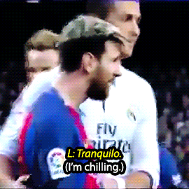 captainmessi:  According to Deportes Cuatro, Lionel Messi and Cristiano Ronaldo found a moment to share a joke in a set piece during the Clasico on December 3rd, 2016.  