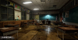 darktwinteeko:Midwich elementary classroom - Silent Hill fan art using the unreal engine 4!by Thomas Ripoll Kobayashi