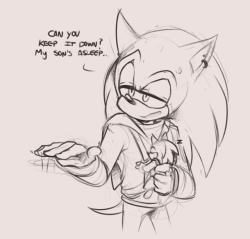 kayla-na:  Sonic the DadI dunno. lol Sonic being a dad. :&gt;Posted using PostyBirb