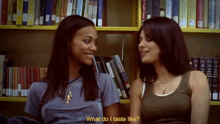 bellathebody:  thelesbianist:  floriculturism:  Mila Kunis and Zoe Saldana in After Sex (2008) [x] (one of the hottest girl on girl scenes ever)  holy shit……………..  TheOnlyBellaBarbie   Probably going to sit through a really dumb movie to see