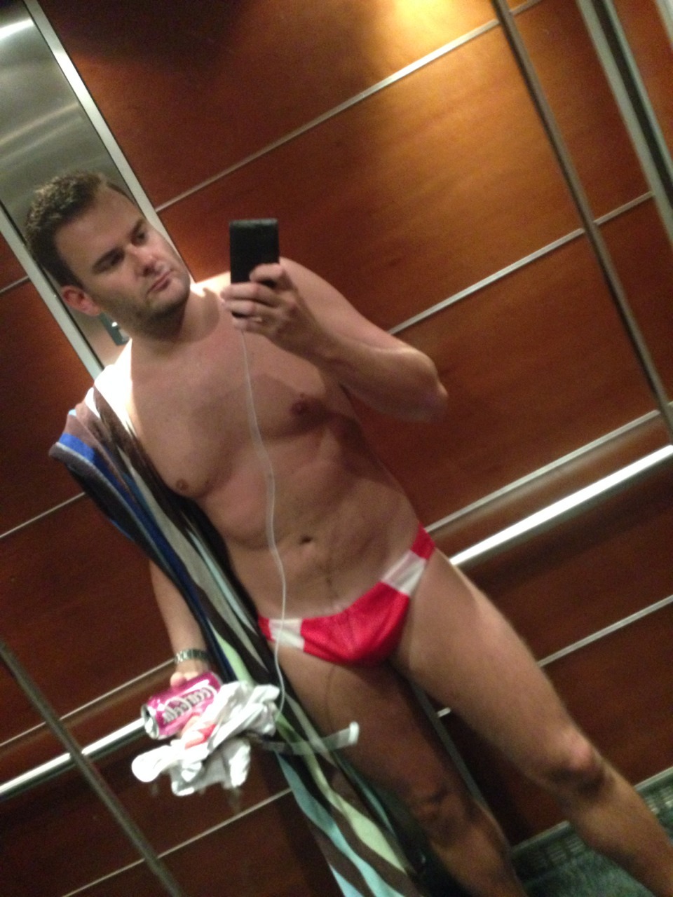 workbootsfootys:  nev82l:  Is it wrong to walk back to the apartment in just my speedos