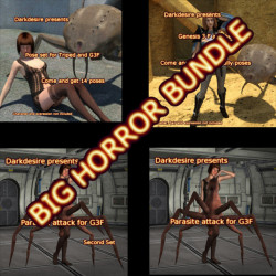 Come and get the big horror bundle for G3F! Save 20% with this awesome collection of poses and sci fi fun! Compatible in Daz Studio 4.9 and up! Big Horror Bundle For G3F   renderoti.ca/Big-Horror-Bundle-For-G3F  