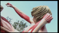  Screenshots from the livestream of the SNK THE REAL press preview at Universal Studios Japan! (Source)  Rogue Titan vs. Female Titan in the rain!
