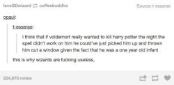 pizzaotter:  ungratefullittleshit:  Times Tumblr Raised Serious Questions About “Harry Potter”   How is that bunch of URL puns a serious question? 😅