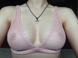 cuntheory:My nipples coordinate well with the color of this bra