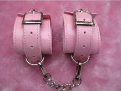 fetishlife-store:  Get these cute Leather pink handcuffs, here!  