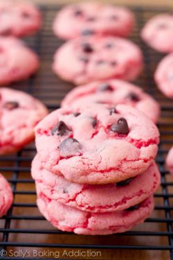 Alltheorgasmicfood:  Strawberry Chocolate Chip Cookies  My God, These Look Glorious