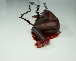 xotiyac:  eyeamindiibleu:  colorthefuture:  Simiente, carlos martiel I lay in fetal position with my body covered of human blood, donated by immigrants from Mexico, Estonia, Italy, Venezuela, England, South Korea, as well as the United States.  They