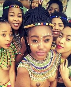 South African Zulu reed dancers take a selfie, via dgraphxdreams24