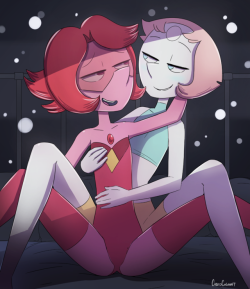 Pearl and Red Pearl, commissioned by @ps4rocks123!Nsfw versions now on patreon, coming soon to tumblr!