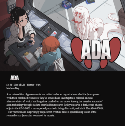 I’ll be posting some small presentations like this one for each of my brewing comic projects in the next few days.I finished ADA’s one first, so here it is. :,3 The others will go up as I finish em.