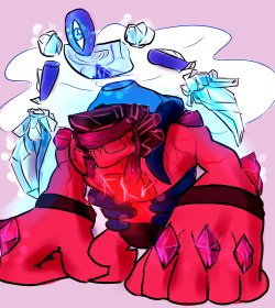 Gem corrupted Ruby and Sapphire?? Garnet??I wanted to convey that even while they’re corrupted, Ruby and Sapphire work for eachothers benefit, though now it seems a little bit more parasitic. Ruby’s gem corruption renders her blind and she’s even