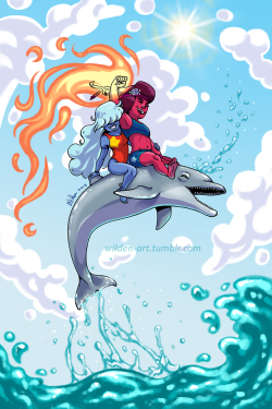 wilden-art:  Dolphins and Flames! 🐬 🔥I’m happy to announce that I can finally show you my piece for the @rupphirehoneymoonzine !I was very honored and glad to have been part of this Zine!