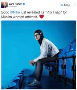 unapologeticbaty:  the-movemnt:  Nike to release “Pro Hijab” for Muslim women in spring 2018 On the heels of its campaign ad featuring Muslim athletes, Nike is taking a stand against discrimination.  The athletic wear company announced the release