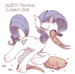 Rarity Fighting a Giant Crab!