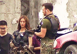 moviefanjen:   sailer76:  Chris Evans shooting a commercial in Taiwan     I don’t know what his character’s name is or what this is but I would totally buy the action figure.