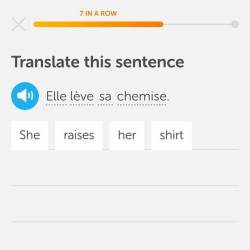 Well then. Seems my French lessons are getting rather saucy.. 😅👀 #french #duolingo #frenchlesson #frenchlessons #saucy #imdying #omg #toofunny