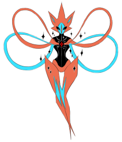 artghst: “ A strange Deoxys that was a result of a space virus making contact with a Star Piece. “ pokesona for @joltikhime !!  