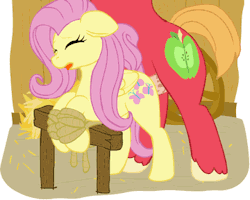 ponyclopstash:  Fluttershy x Bigmac by De-Flator Artist is currently making a flash game based on this scene 