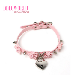 ddlgworldstore:  Lockable Rose Petal Faux Leather DDLG Collar (x)Super cute new collar with attatched rose petals &amp; spikes; also comes with a key to unlock the heart padlock! Free International Shipping! 