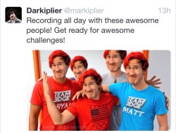 ishipit-septiplier:  @markiplier really ?   If I could record with 4 other clones of myself I would be so happy.