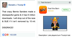 fanfictionbard:  ragetweetmachine:  everyone fucking get on this game and spread it, we need to get trump out of the race  OH MY GOD 