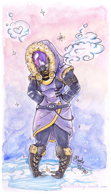 dazzledickery:  Tali in a winter outfit for