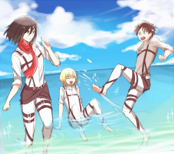 i-c-21:  ahahah wanna drawing them playing at the sea, but… when can I draw neatly LOL /runs 