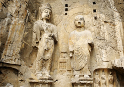 ancientart:  Sections from the Longmen Grottoes, Luoyang, Henan, China. The stunning Buddhist works of Longmen reflect a high point in Chinese stone carving, and are dated to the late Northern Wei and Tang Dynasties (316-907). Photos courtesy of Xuan