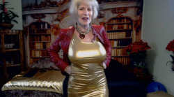 Gorgeous fit busty granny in a tight gold minidress and red leather cropped jacketâ€¦great outfit!http://www.bangmecam.com/en/chat/Sindee36Dhttp://www.bangmecam.com/en/modelswanted