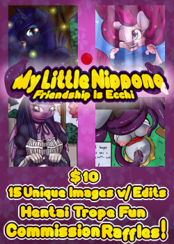boltswiftartnsfw:  YOSHA!! I’ve been planning and working on this for quite a while and I’m happy to say I, BoltSwift, can finally announce My Little Nippone: Friendship is Ecchi! As stated above, 15 unique images of Hentai Tropes that range from