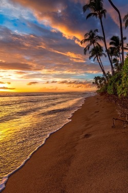 0ce4n-g0d:  Kaanapali Sunset by Jim Feeler