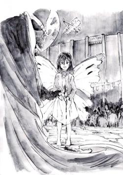  Preview of a young Mikasa drawing within the upcoming &ldquo;Lost Girls&rdquo; novel (Source)  Those wings &lt;3